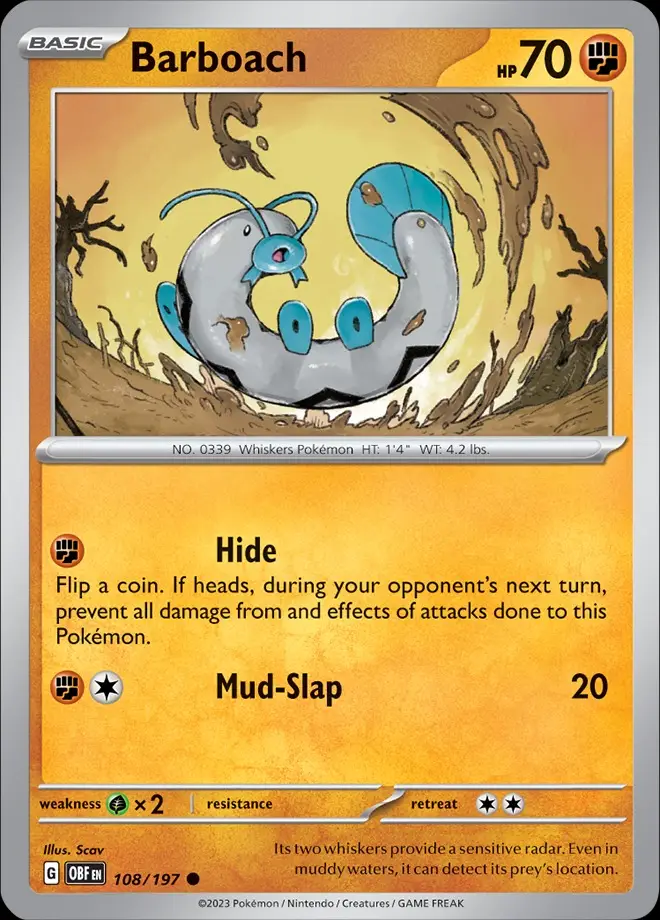 Karta Pokémon: Obsidian Flames - 108 - Barboach (Reverse Holo)