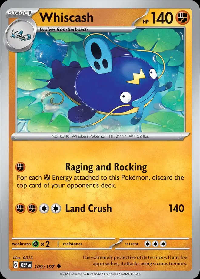 Karta Pokémon: Obsidian Flames - 109 - Whiscash (Reverse Holo)