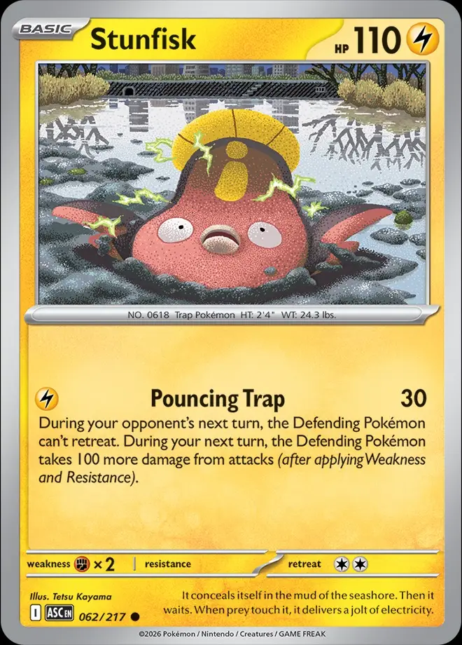 Karta Pokémon: Ascended Heroes - 062 - Stunfisk (Quick Ball Reverse Holo)