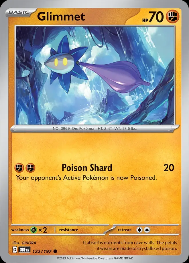 Karta Pokémon: Obsidian Flames - 122 - Glimmet (Reverse Holo)