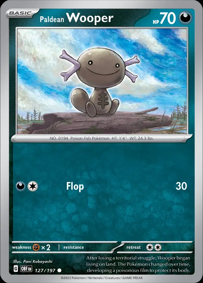 Karta Pokémon: Obsidian Flames - 127 - Paldean Wooper (Reverse Holo)