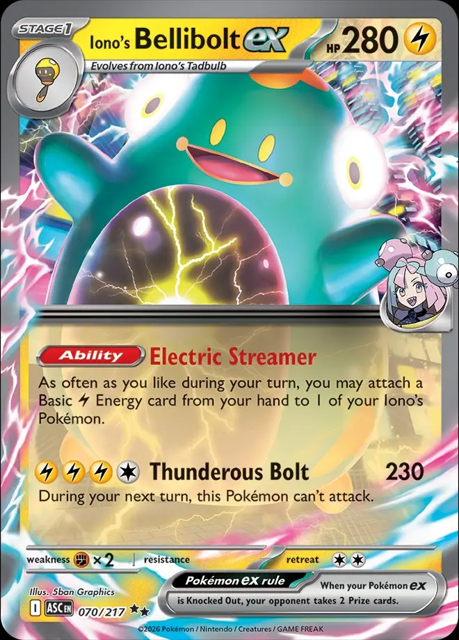 Karta Pokémon: Ascended Heroes - 070 - Iono's Bellibolt ex