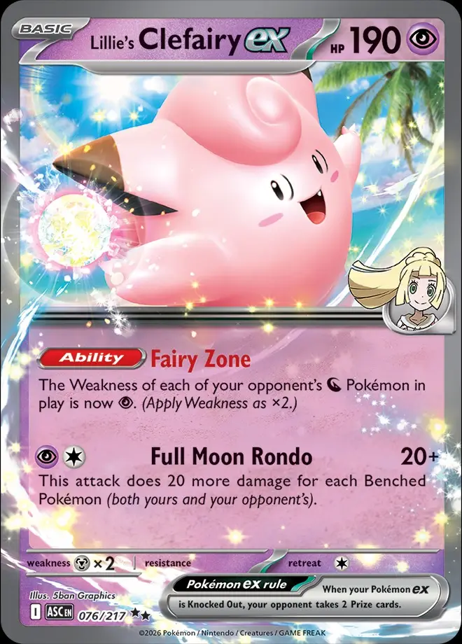 Karta Pokémon: Ascended Heroes - 076 - Lillie's Clefairy ex