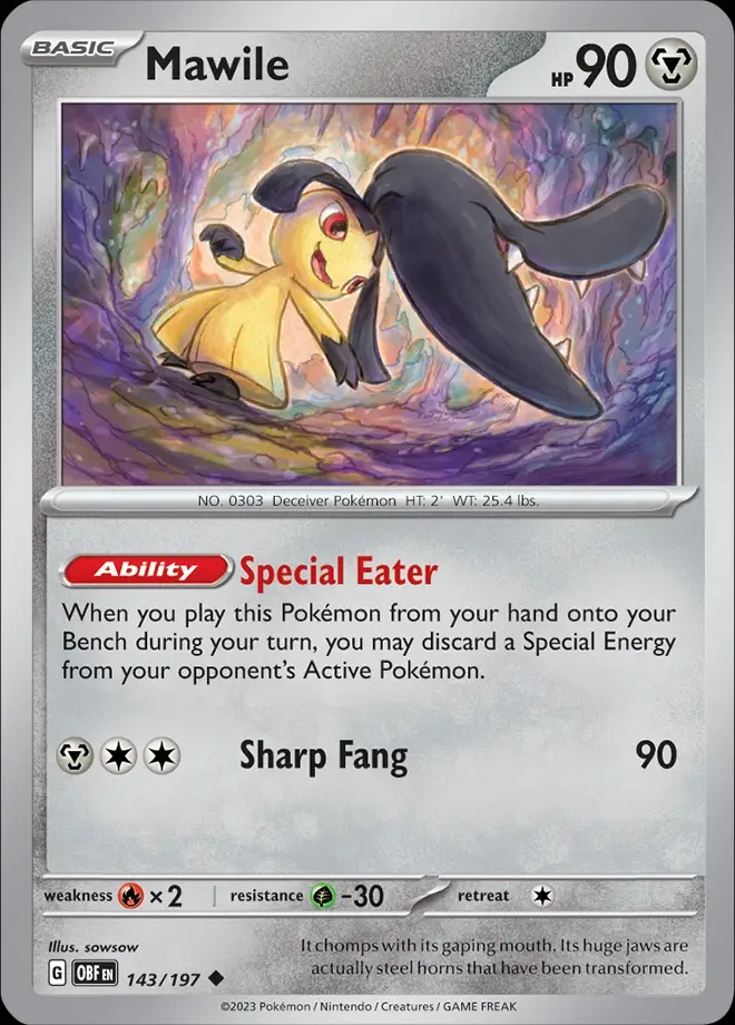 Karta Pokémon: Obsidian Flames - 143 - Mawile (Reverse Holo)