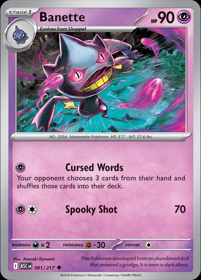 Karta Pokémon: Ascended Heroes - 091 - Banette