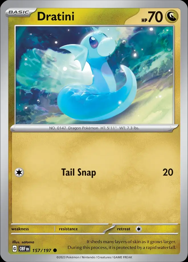 Karta Pokémon: Obsidian Flames - 157 - Dratini (Reverse Holo)