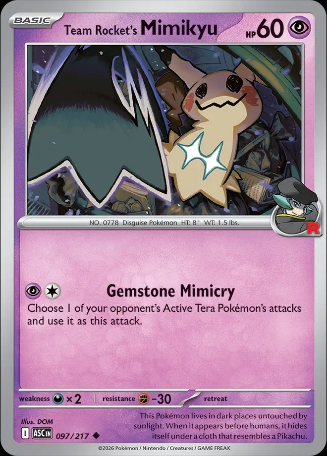 Karta Pokémon: Ascended Heroes - 097 - Team Rocket's Mimikyu (Team Rocket Reverse Holo)