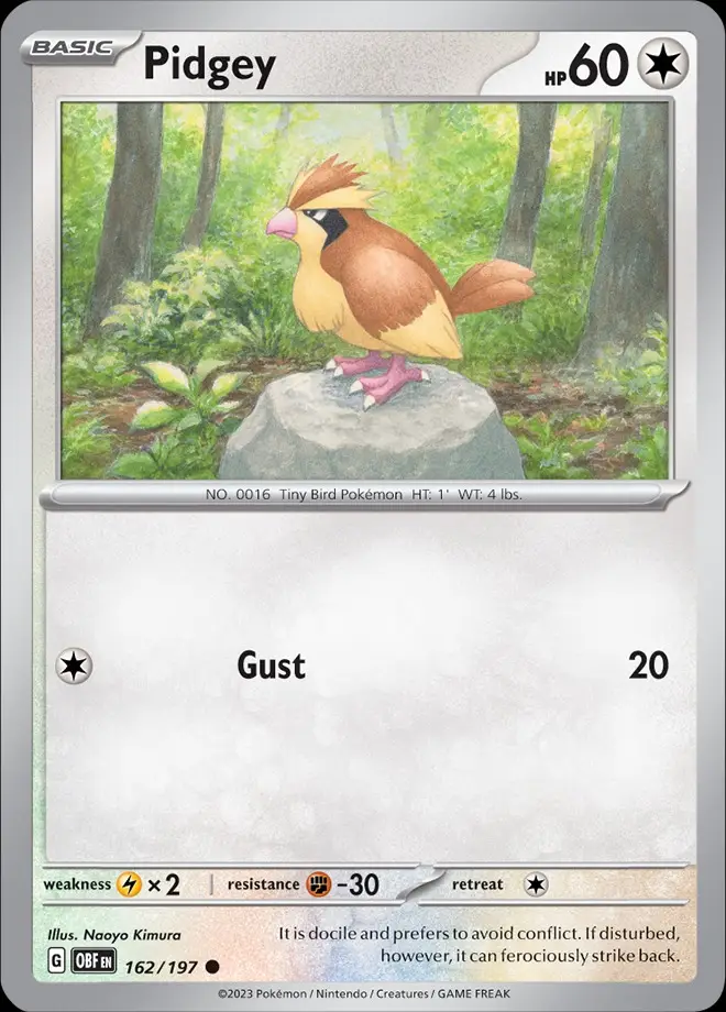 Karta Pokémon: Obsidian Flames - 162 - Pidgey (Reverse Holo)