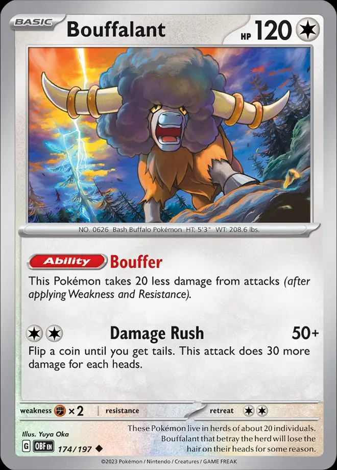 Karta Pokémon: Obsidian Flames - 174 - Bouffalant (Reverse Holo)