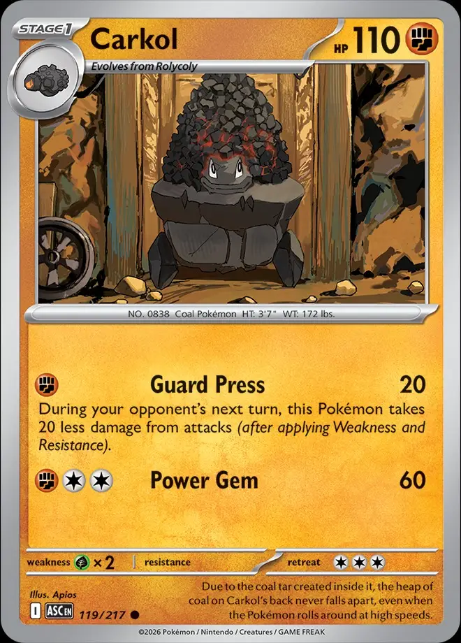 Karta Pokémon: Ascended Heroes - 119 - Carkol (Dusk Ball Reverse Holo)
