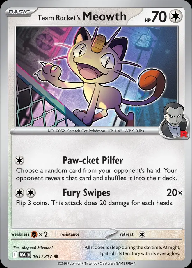 Karta Pokémon: Ascended Heroes - 161 - Team Rocket's Meowth