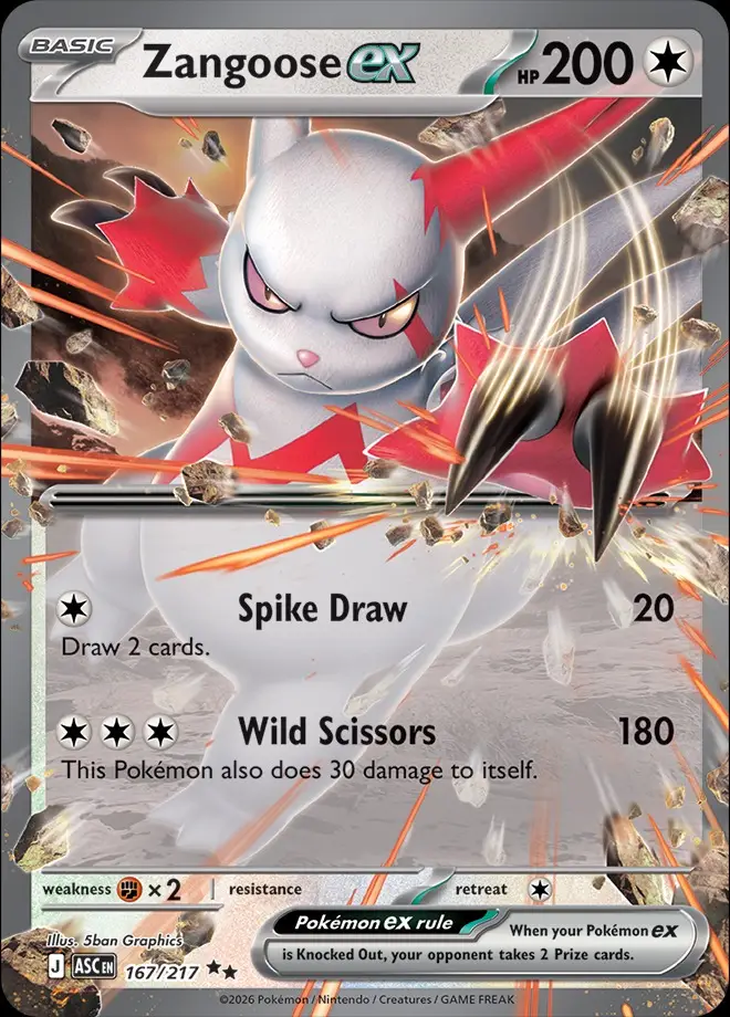 Karta Pokémon: Ascended Heroes - 167 - Zangoose ex