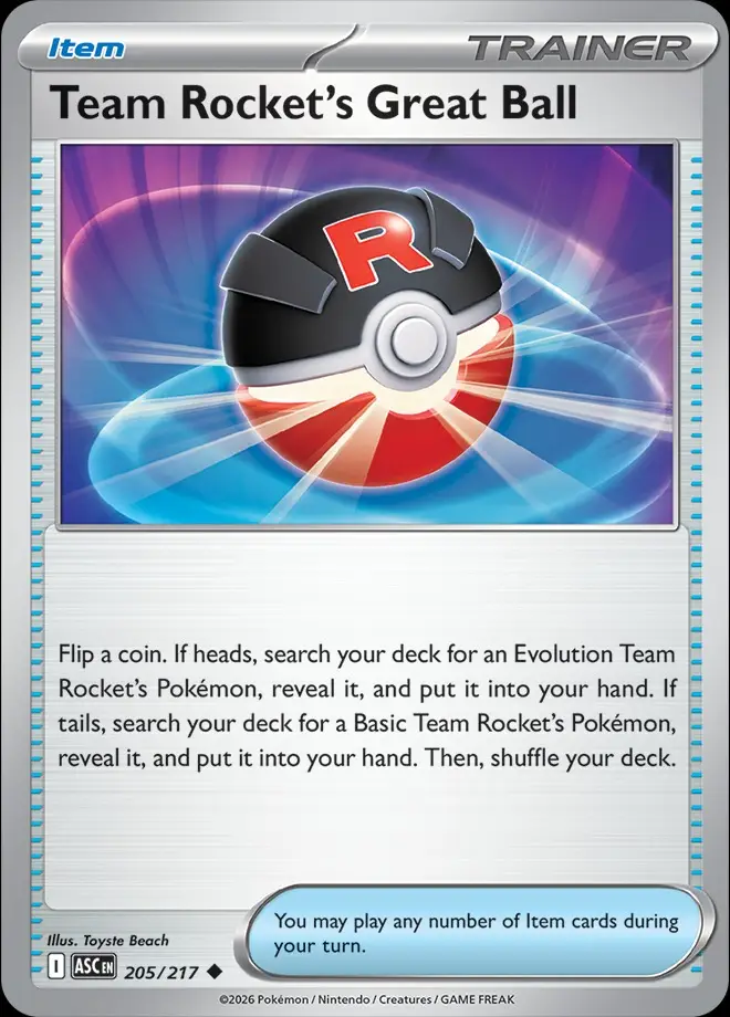 Karta Pokémon: Ascended Heroes - 205 - Team Rocket's Great Ball