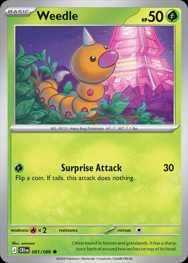 Karta Pokémon: Chaos Rising - 001 - Weedle (Reverse Holo)