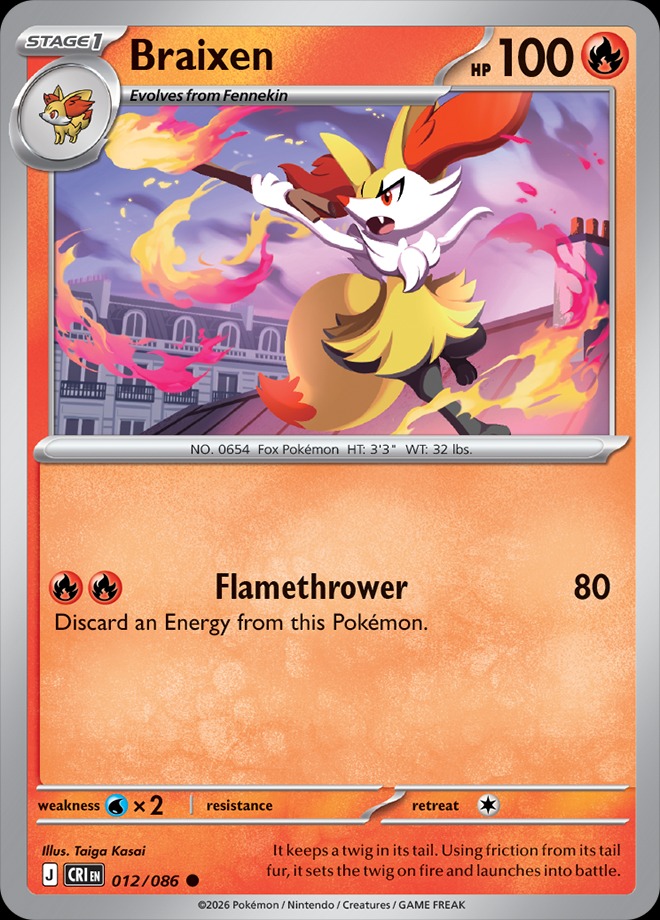 Karta Pokémon: Chaos Rising - 012 - Braixen (Reverse Holo)