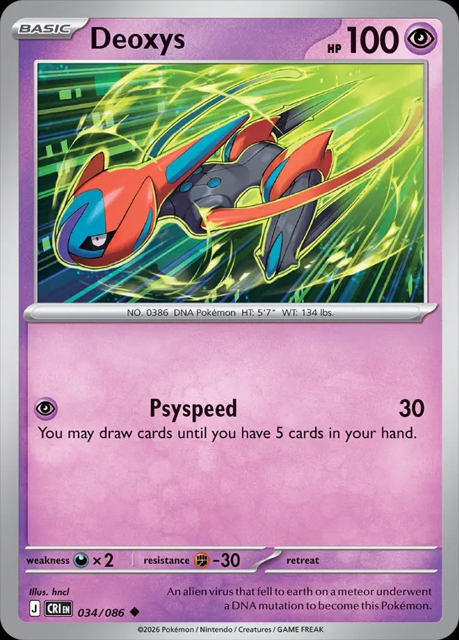 Karta Pokémon: Chaos Rising - 034 - Deoxys (Reverse Holo)