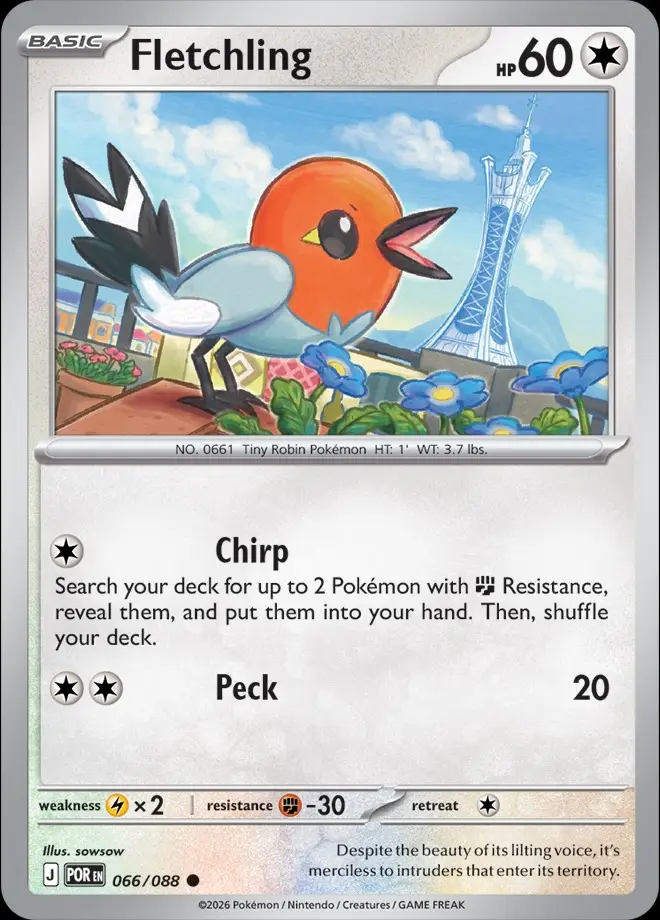 Karta Pokémon: Perfect Order - 066 - Fletchling (Reverse Holo)