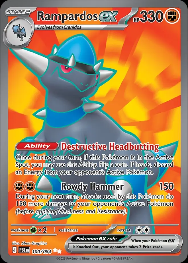 Karta Pokémon: Pitch Black - 100 - Rampardos ex