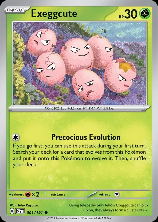 Karta Pokémon: Surging Sparks - 001 - Exeggcute (Reverse Holo)