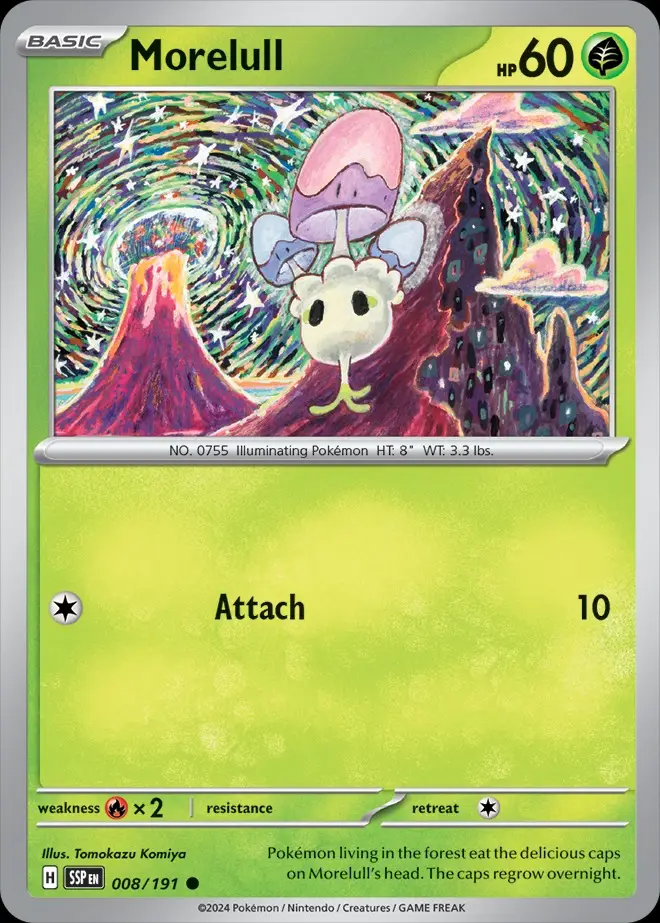 Karta Pokémon: Surging Sparks - 008 - Morelull (Reverse Holo)