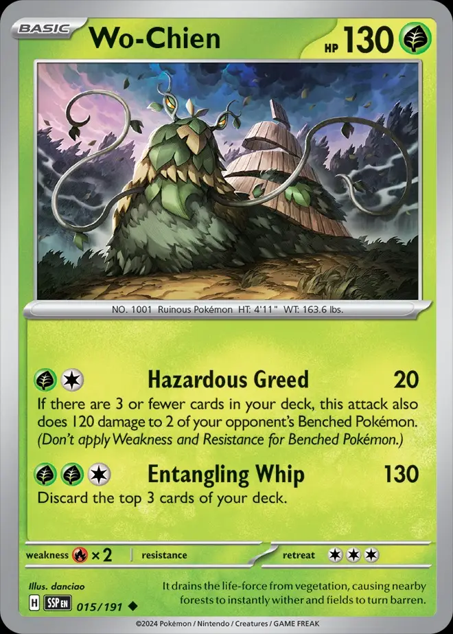 Karta Pokémon: Surging Sparks - 015 - Wo-Chien (Reverse Holo)