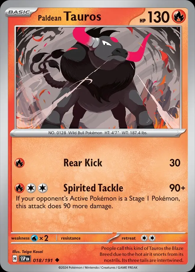 Karta Pokémon: Surging Sparks - 018 - Paldean Tauros (Reverse Holo)