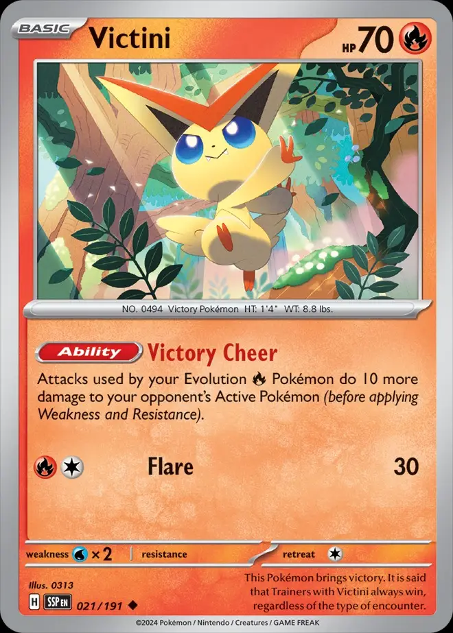 Karta Pokémon: Surging Sparks - 021 - Victini (Reverse Holo)