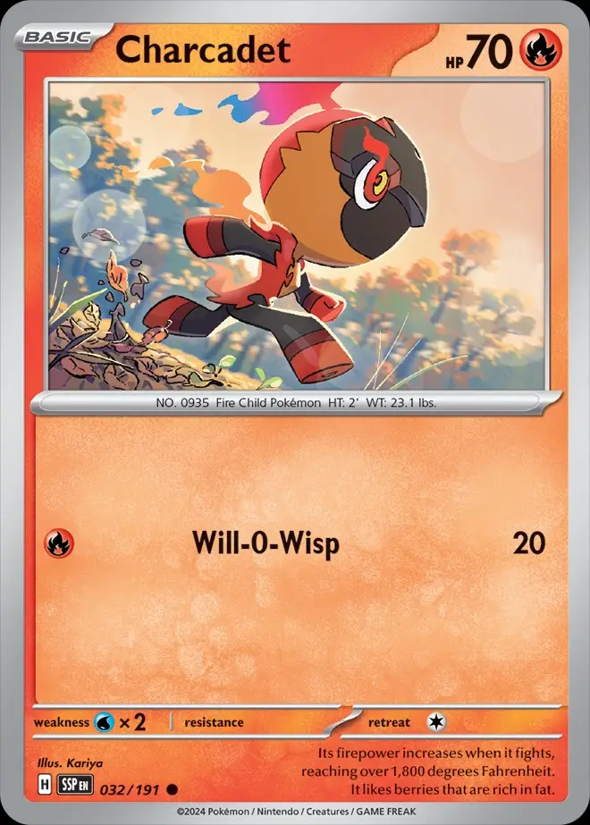 Karta Pokémon: Surging Sparks - 032 - Charcadet (Reverse Holo)