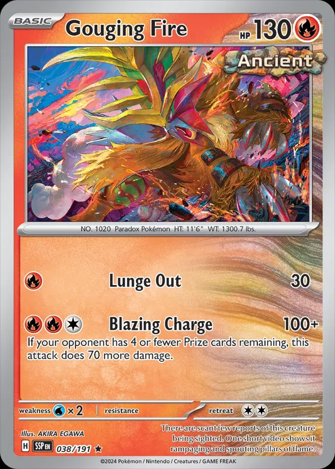 Karta Pokémon: Surging Sparks - 038 - Gouging Fire (Reverse Holo)