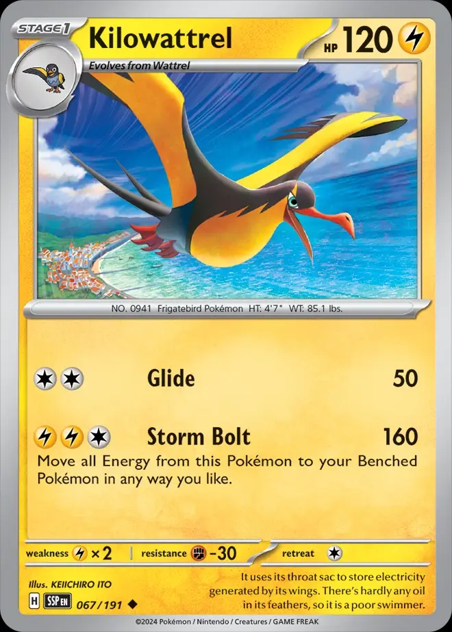 Karta Pokémon: Surging Sparks - 067 - Kilowattrel