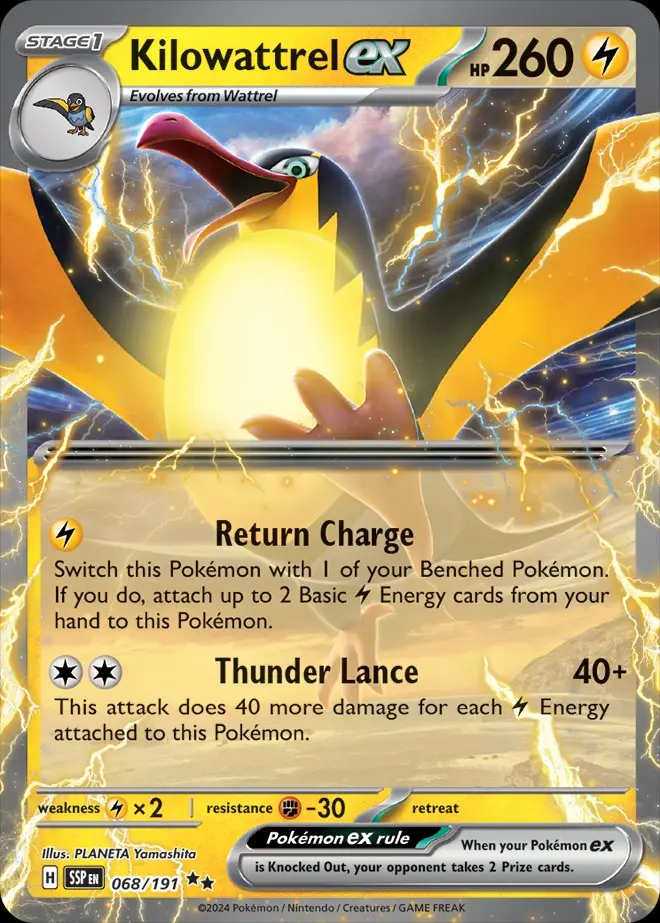 Karta Pokémon: Surging Sparks - 068 - Kilowattrel ex