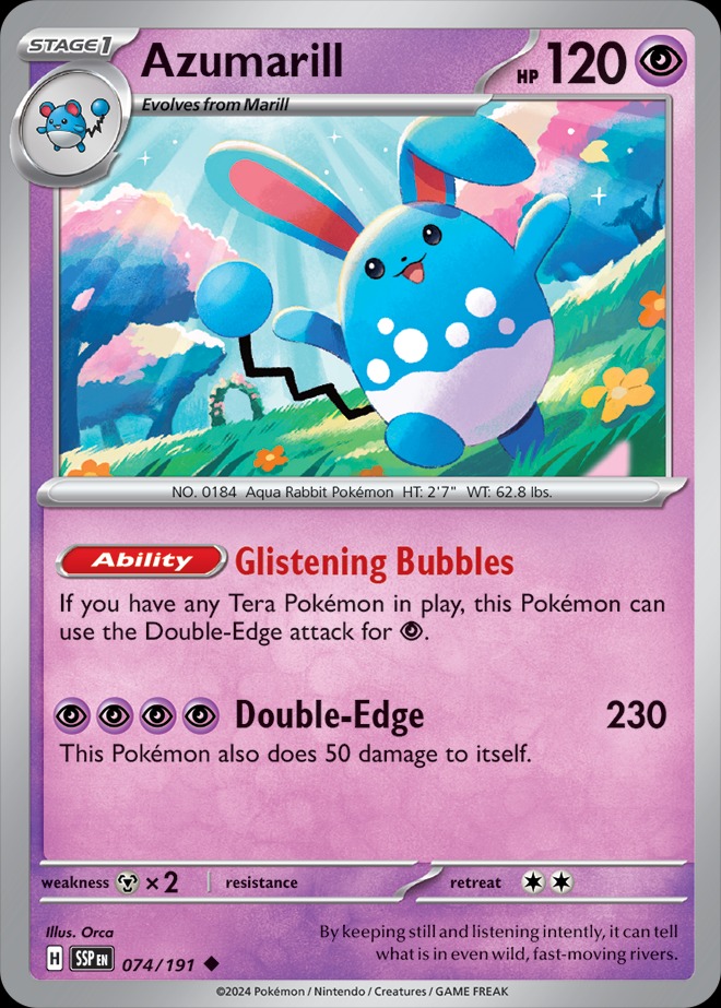 Karta Pokémon: Surging Sparks - 074 - Azumarill (Reverse Holo)