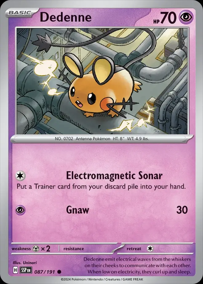 Karta Pokémon: Surging Sparks - 087 - Dedenne (Reverse Holo)