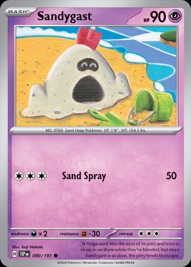 Karta Pokémon: Surging Sparks - 090 - Sandygast (Reverse Holo)