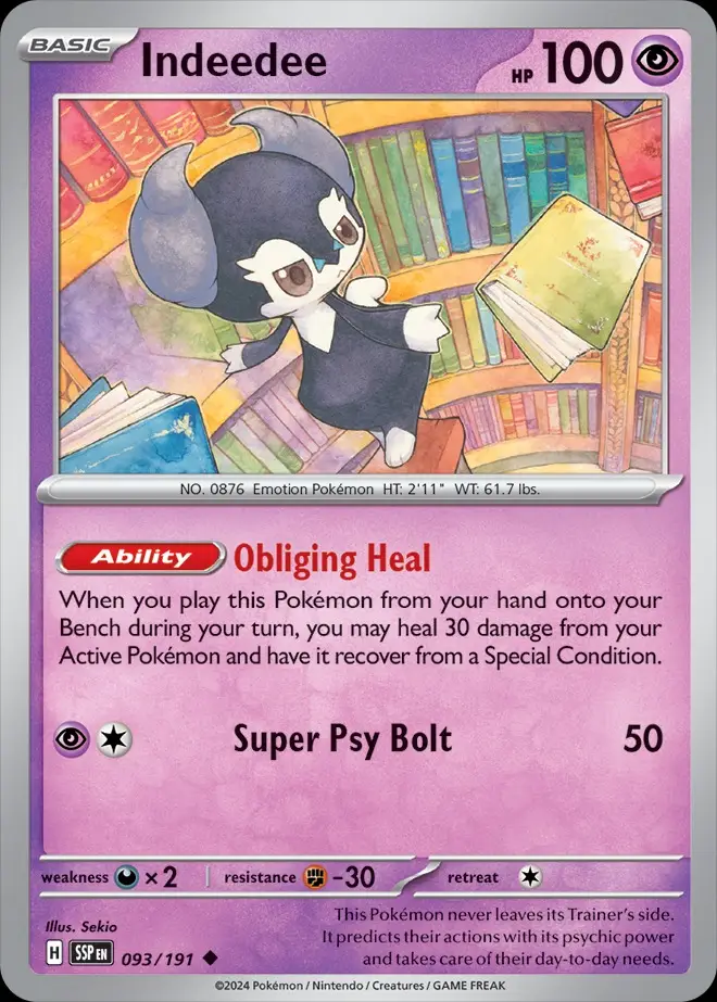Karta Pokémon: Surging Sparks - 093 - Indeedee (Reverse Holo)