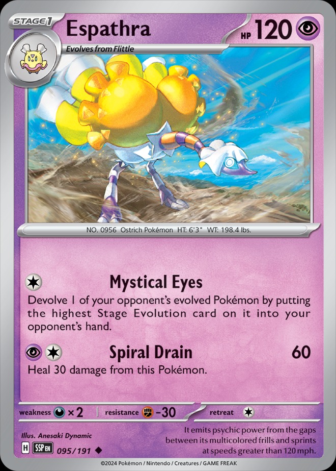 Karta Pokémon: Surging Sparks - 095 - Espathra (Reverse Holo)