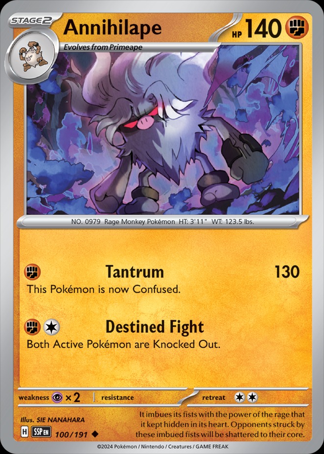 Karta Pokémon: Surging Sparks - 100 - Annihilape (Reverse Holo)