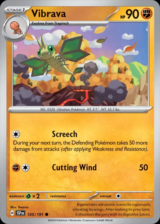 Karta Pokémon: Surging Sparks - 105 - Vibrava (Reverse Holo)