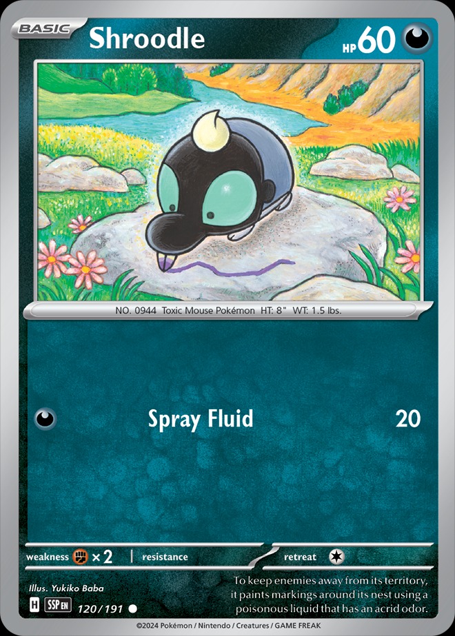 Karta Pokémon: Surging Sparks - 120 - Shroodle (Reverse Holo)