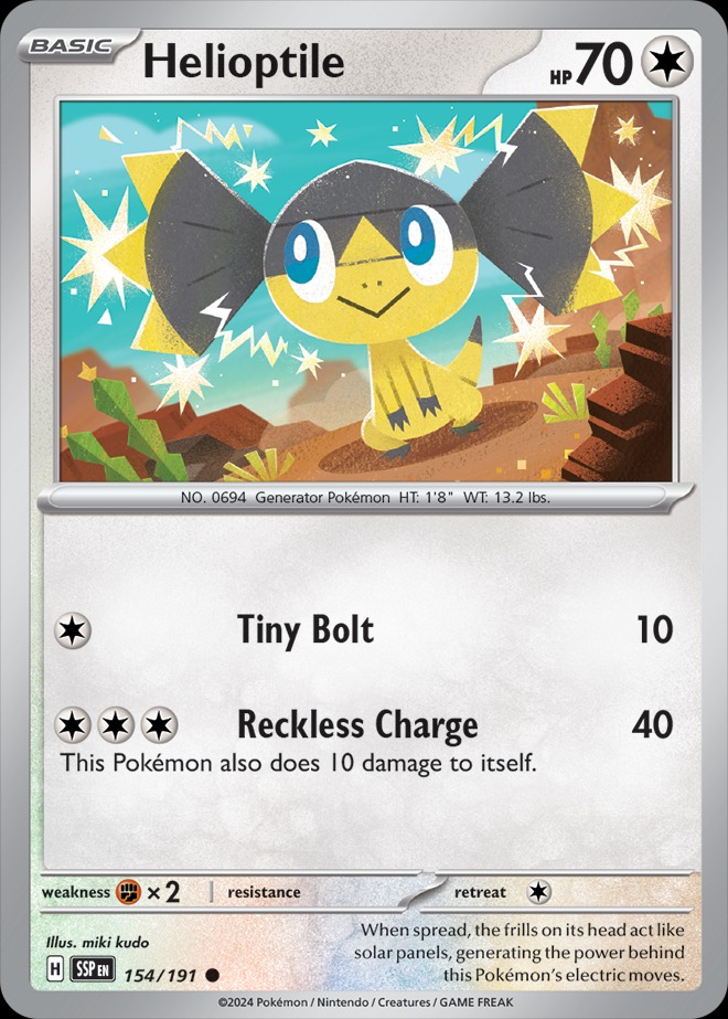 Karta Pokémon: Surging Sparks - 154 - Helioptile (Reverse Holo)