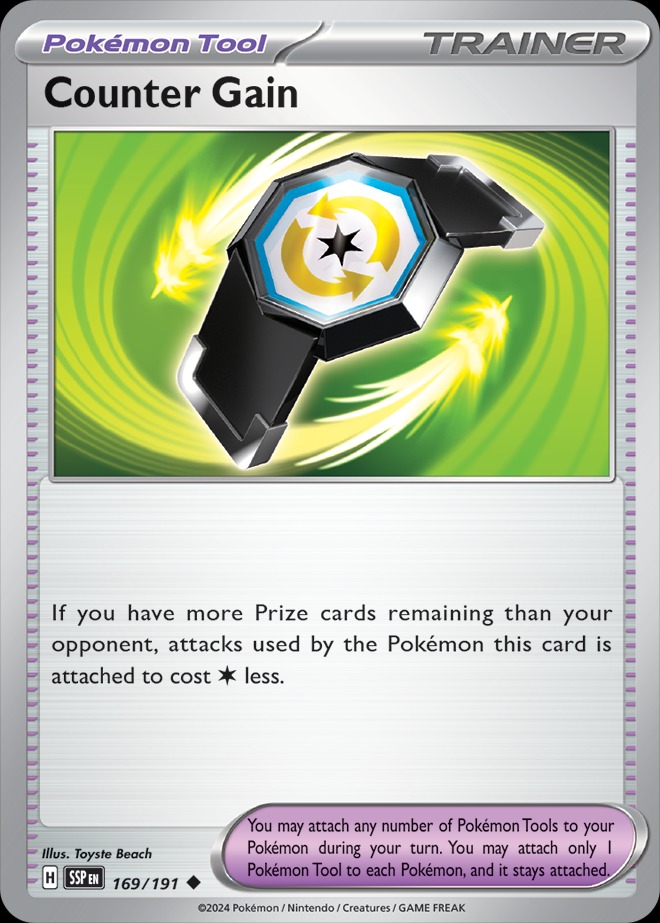 Karta Pokémon: Surging Sparks - 169 - Counter Gain (Reverse Holo)