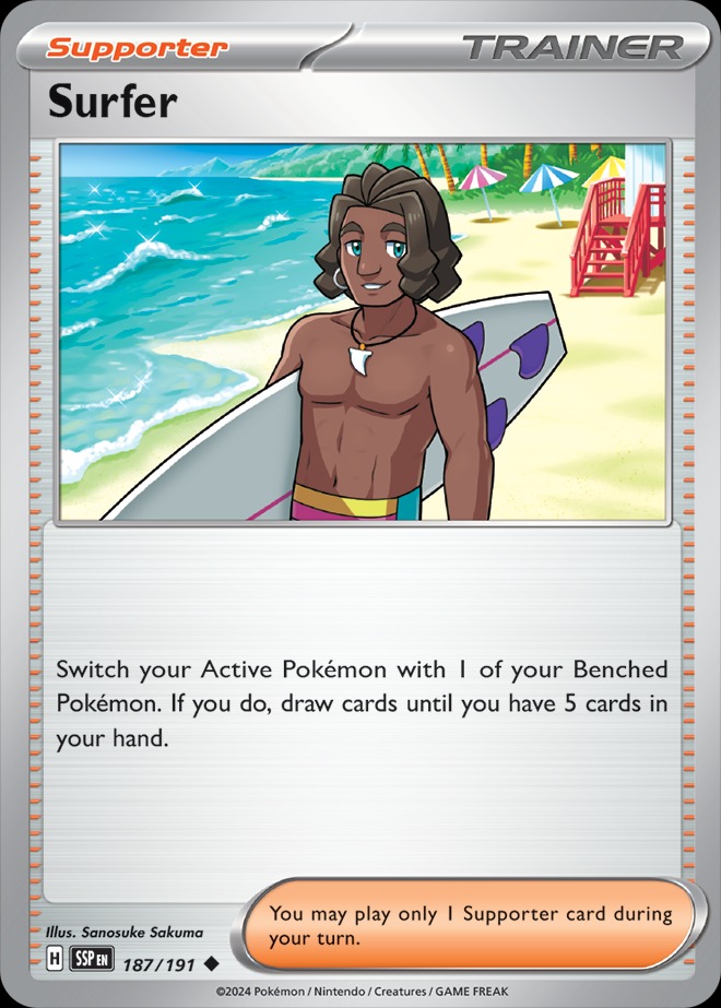 Karta Pokémon: Surging Sparks - 187 - Surfer (Reverse Holo)